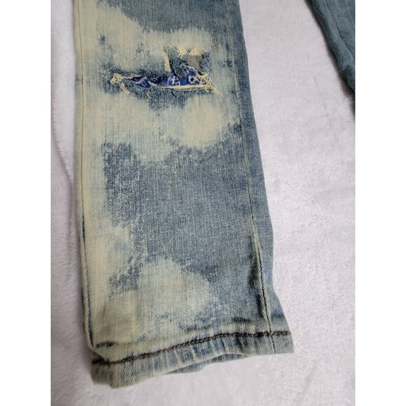 Mnml Wowmens Distressed Patchwork Denim Skinny Jeans Size 29 Blue Stretch Boho - Picture 13 of 13